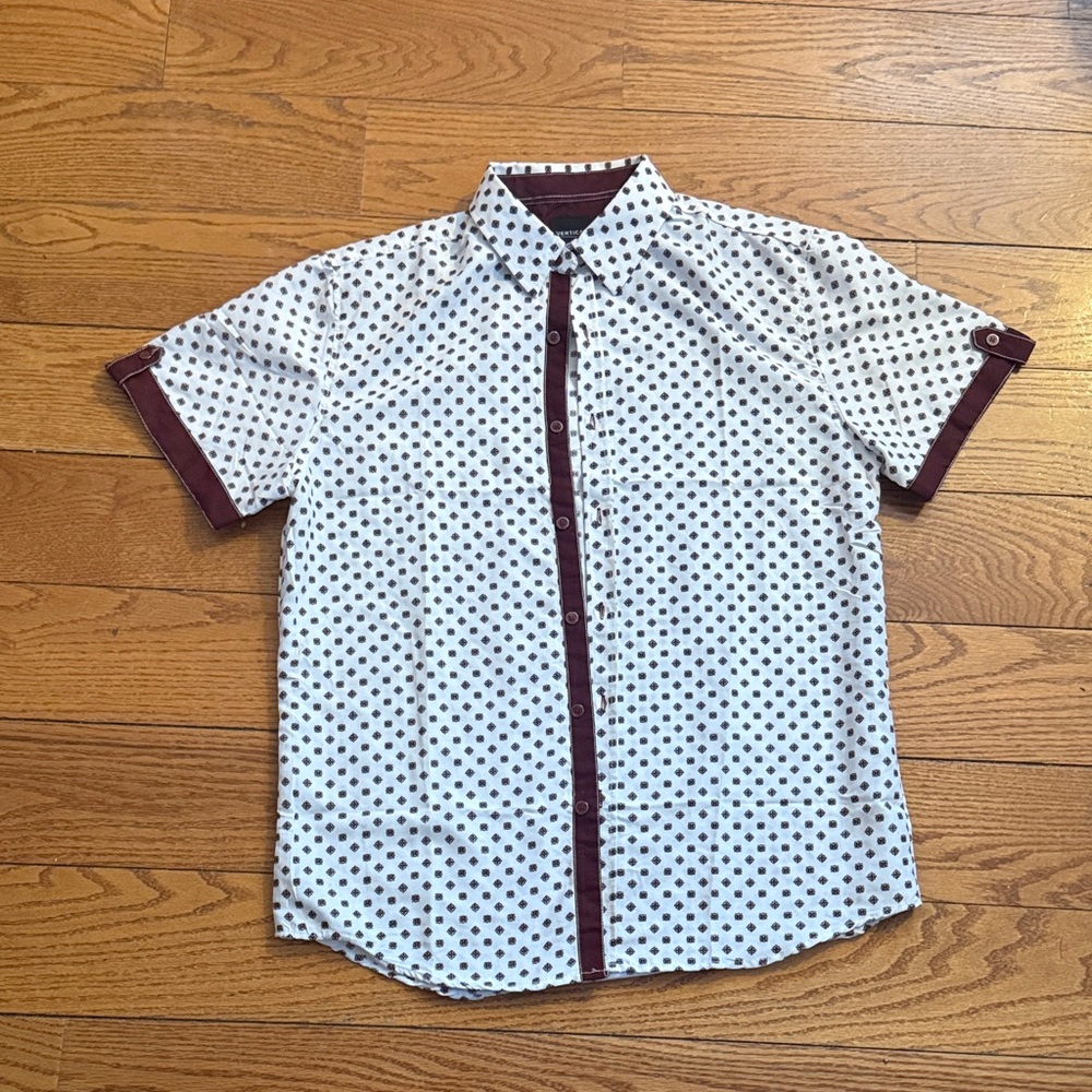 Casual White and Brown Patterned Men's Shirt